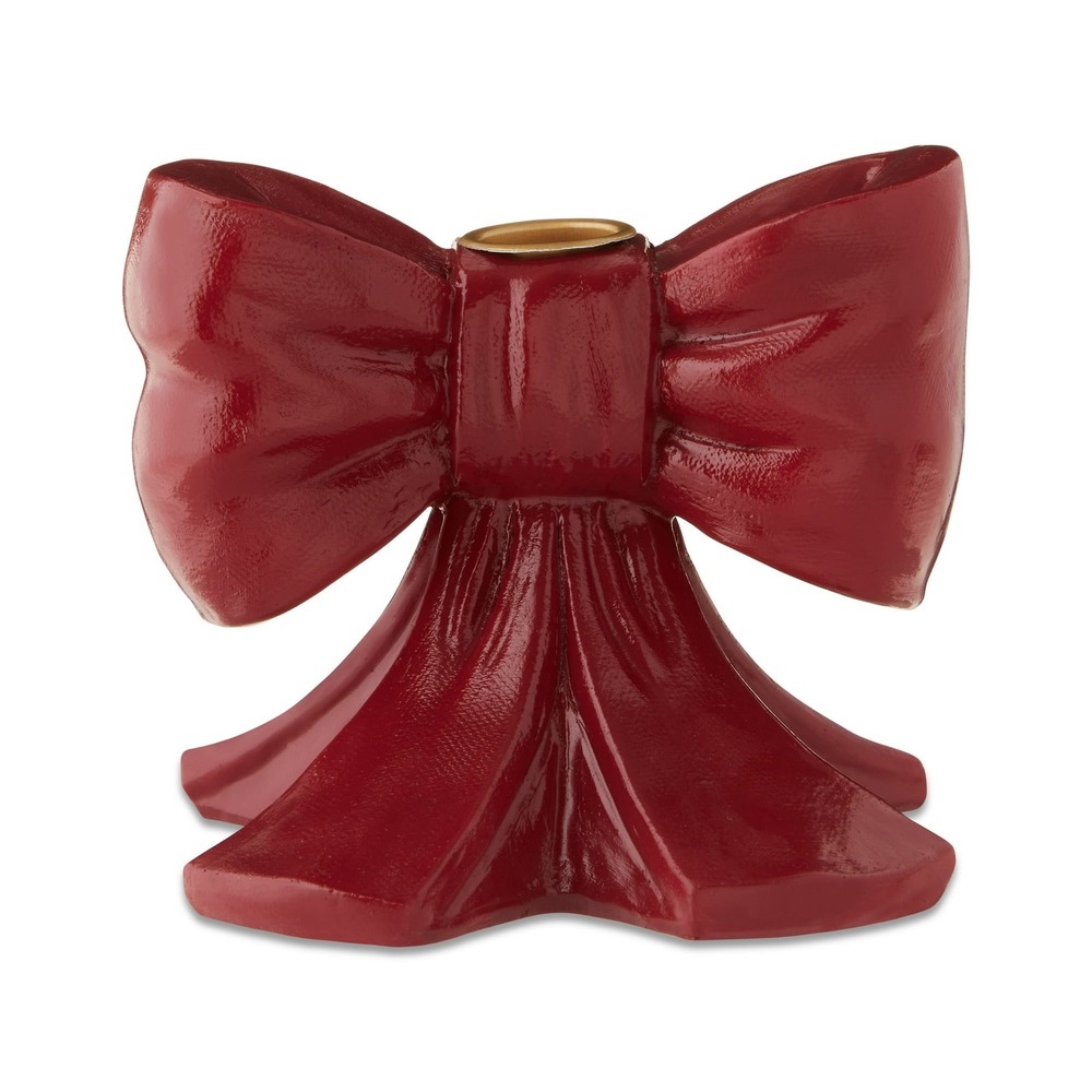 Red Resin Bow‎ Christmas Taper Candle Holder, 4.25", by Holiday Time, Walmart